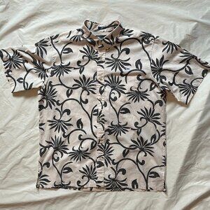 Reyn Spooner Pareau Floral XL Hawaiian Aloha Shirt Classic Fit White Black XL